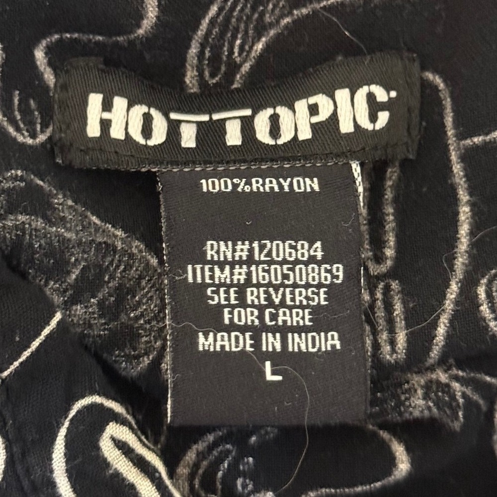 Hot Topic Men Shirt Black White L Mushroom Short Sleeve Camp Button Up Novelty - Picture 7 of 9